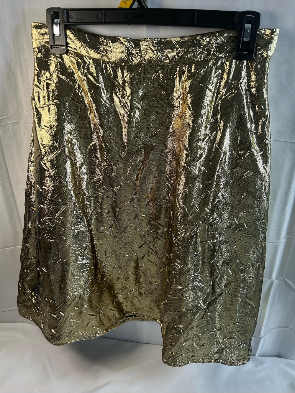 Halston Heritage Metallic Gold Mini Skirt